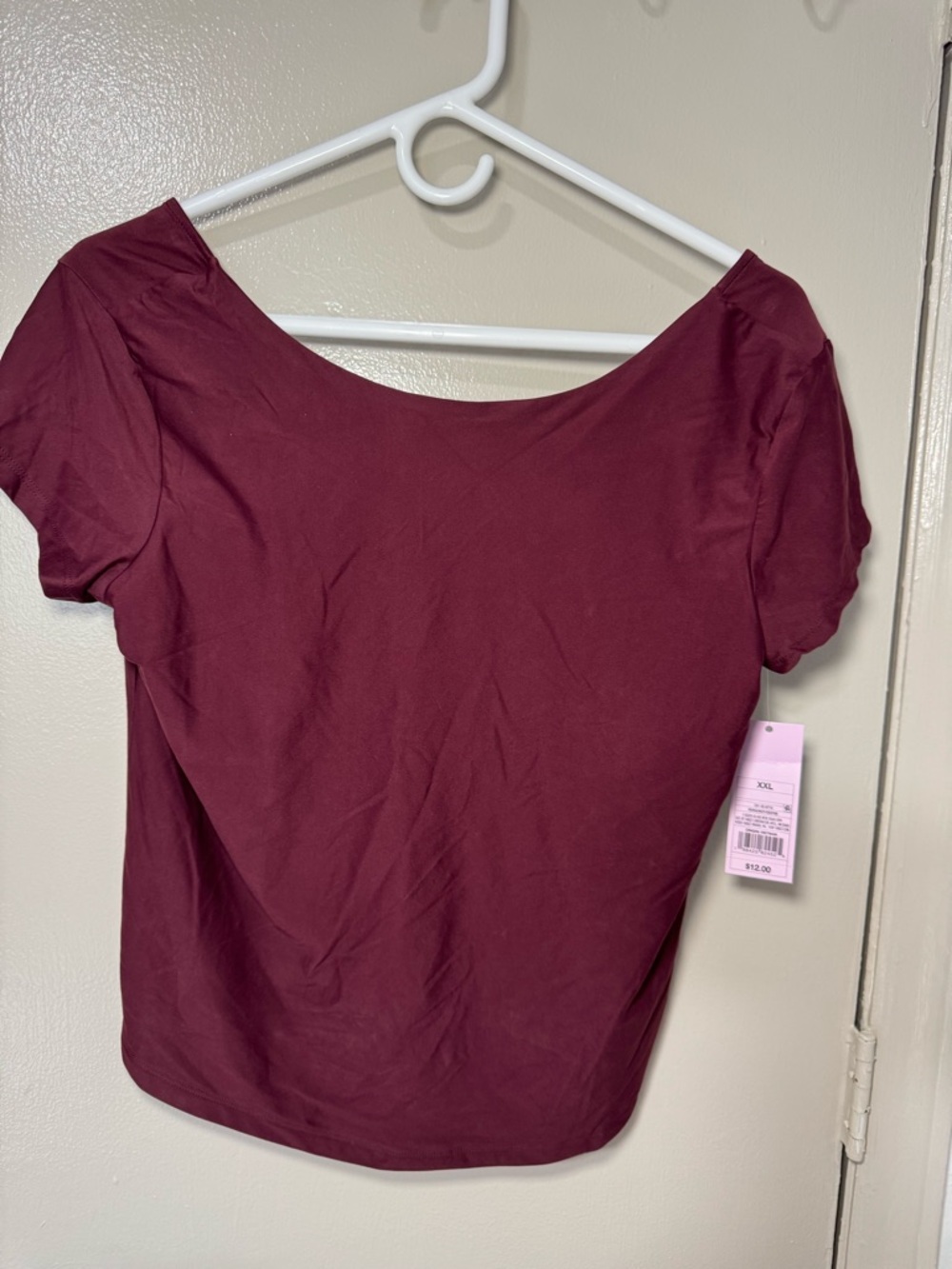 wild fable Short Sleeve Boatneck Top - Burgundy